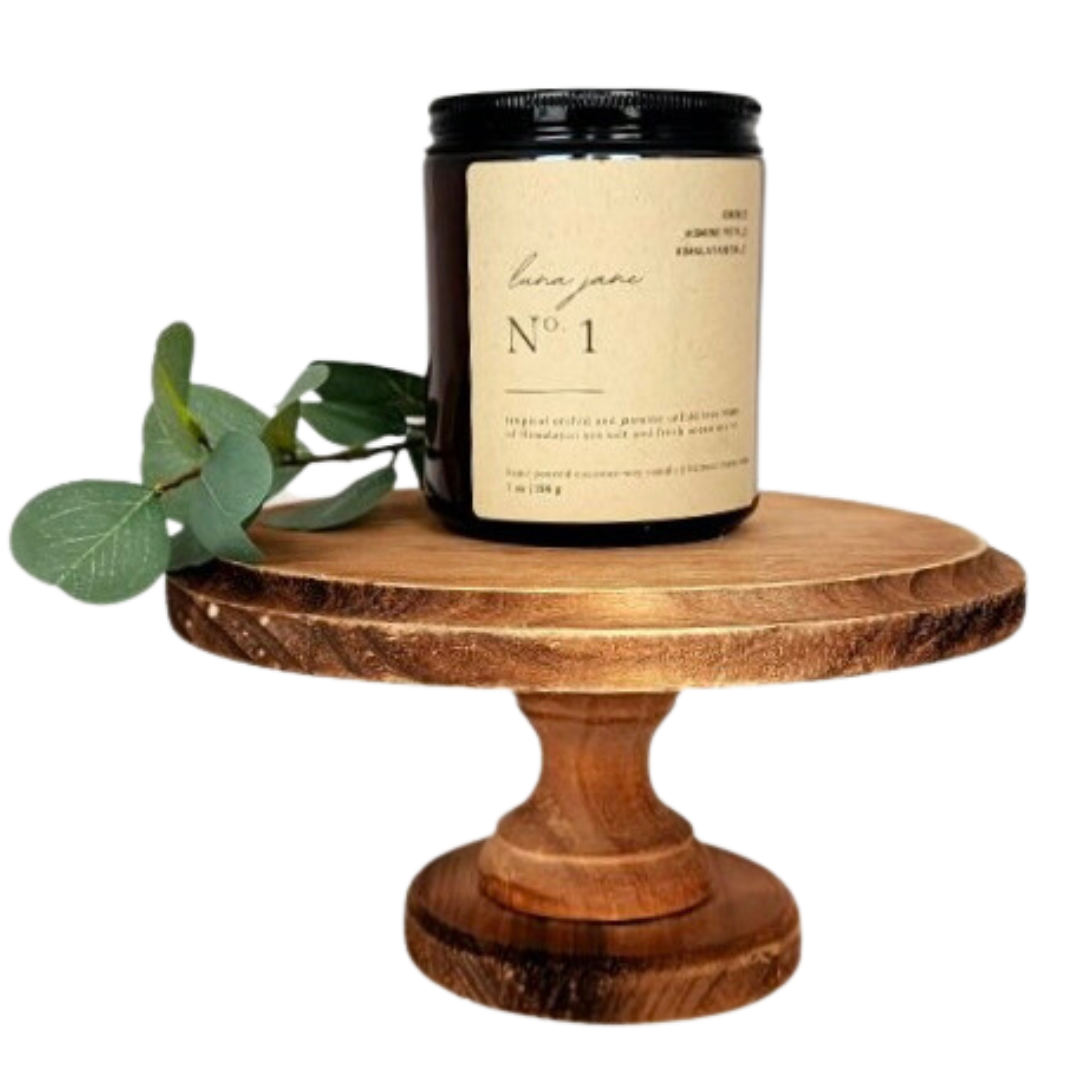 No.1 sea salt + orchid - Coconut Soy Candle in Amber Jar with Cotton Wick