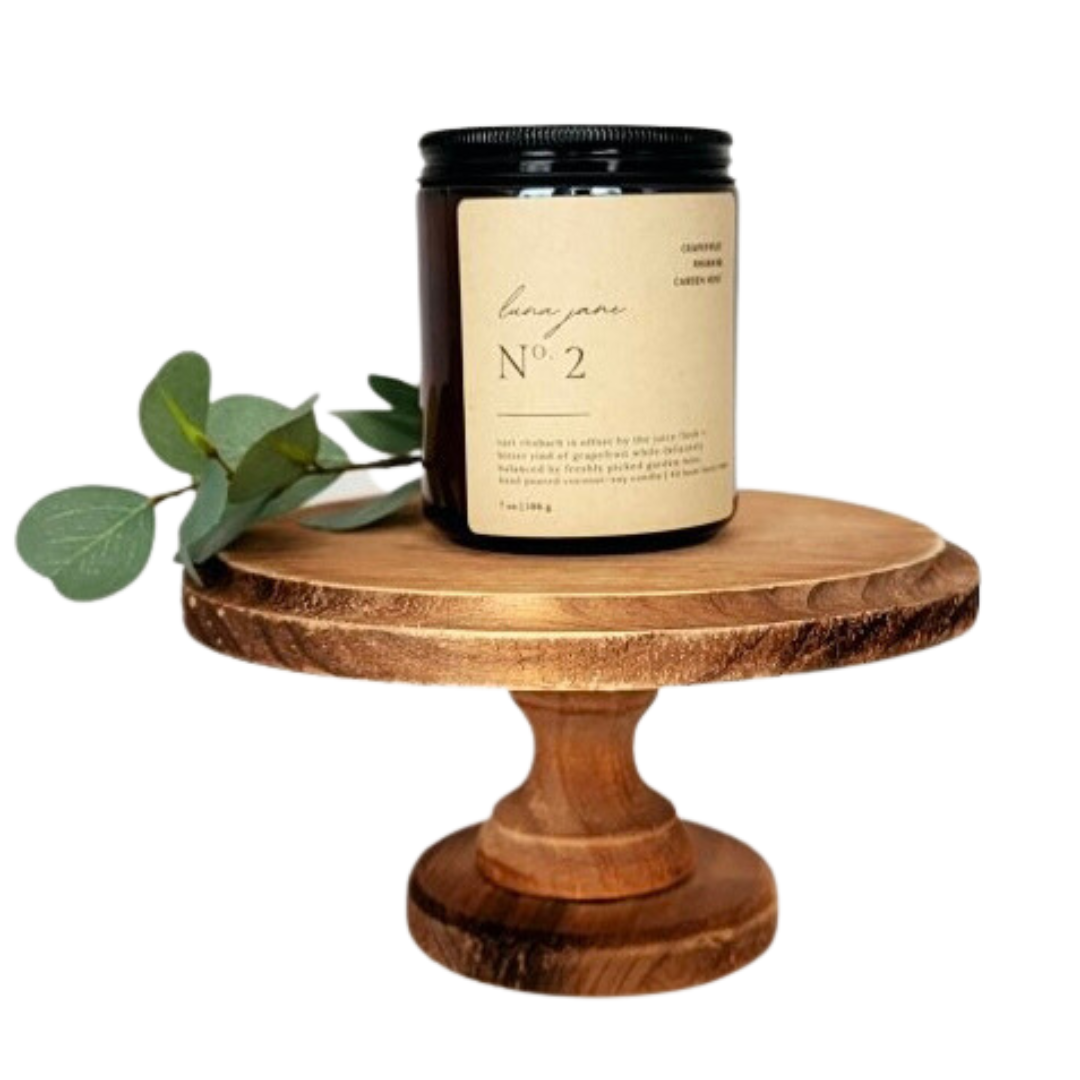 No.2 grapefruit + mint - Coconut Soy Candle in Amber Jar with Cotton Wick