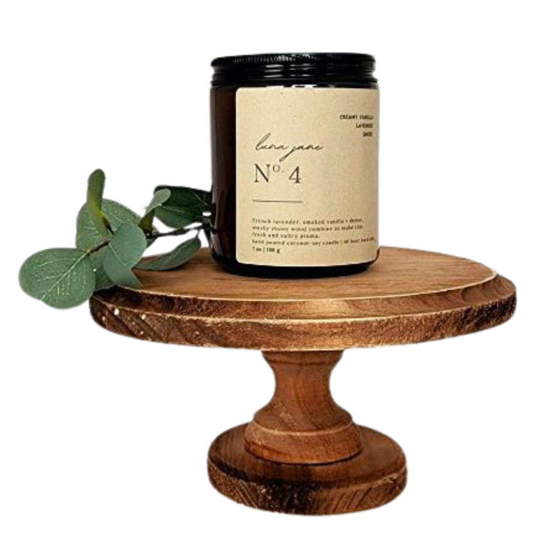 No.4 lavendar + smoke - Coconut Soy Candle in Amber Jar with Cotton Wick